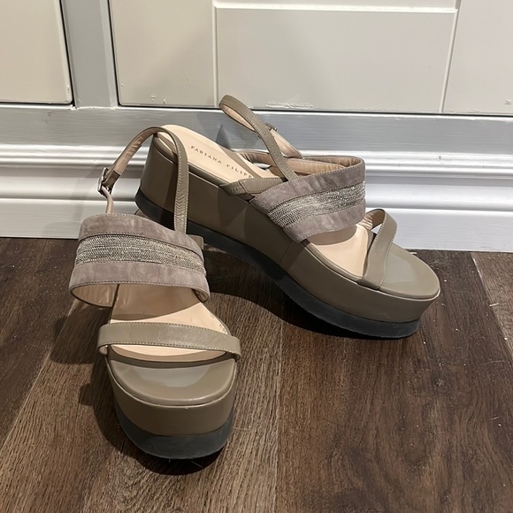 FABIANA Filippi. 40 or 9 1/2. Strappy platform sandal. Beading Italy. Leather. - Picture 1 of 9